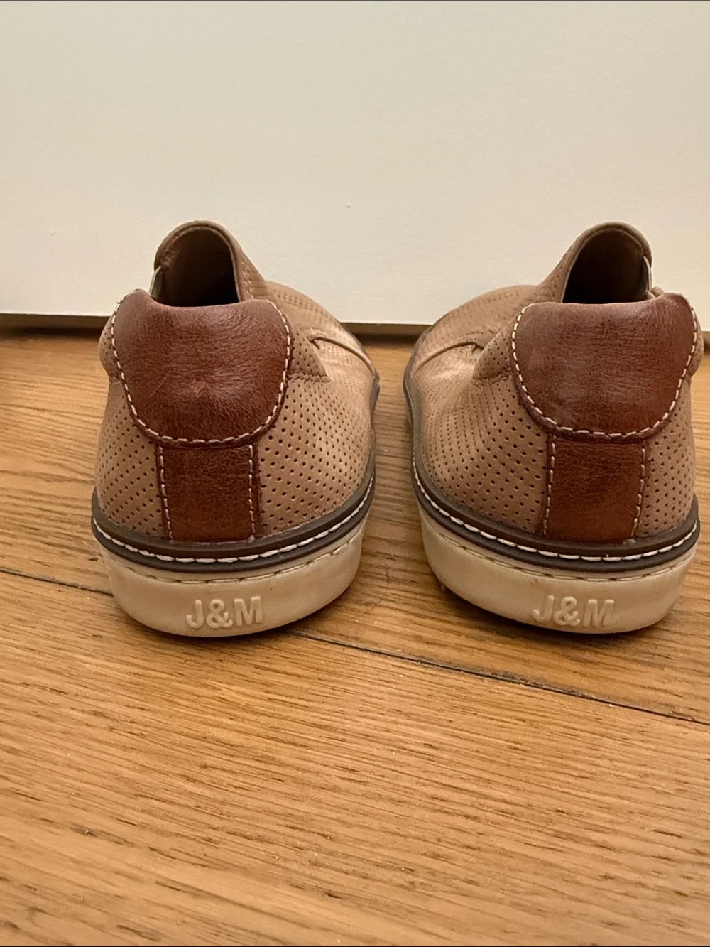 Men's Johnston & Murphy Perforated Slip-On Leather Casual Shoes - Tan Size 10.5